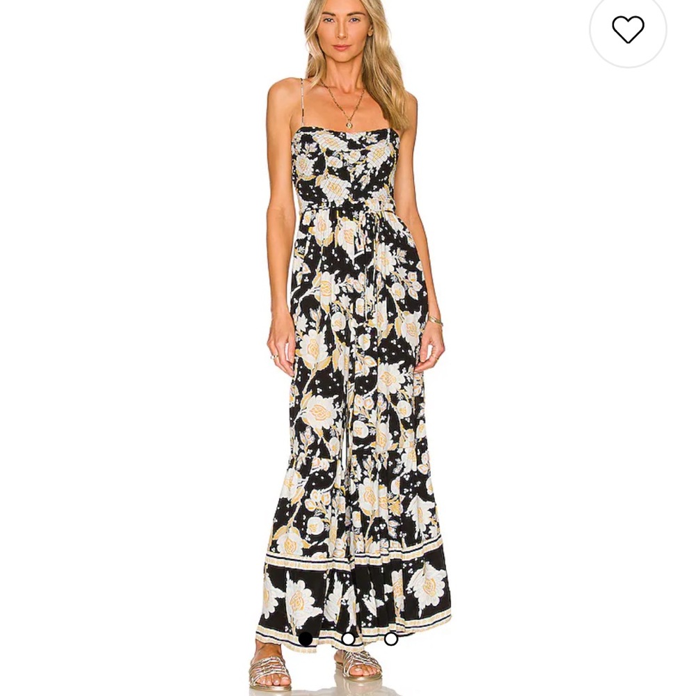 Little of Your Love Wideleg Flowy Jumpsuit in Moonless Combo Free People - Picture 4 of 14